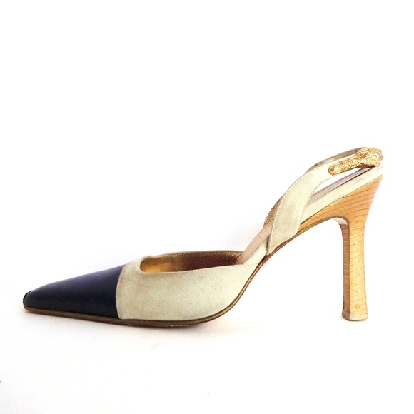 Gucci Gold Tiger Black and Tan Cap Toe Heels Shoes - Picture 2 of 8